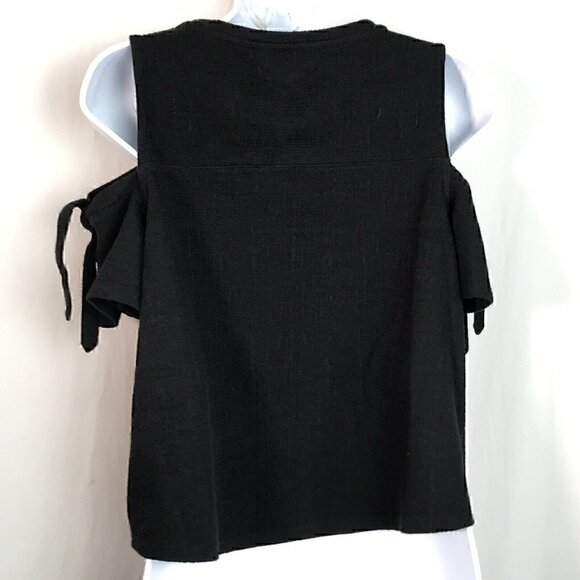 Madewell Skylar Cold-Shoulder Black Top Size Small - Picture 5 of 6